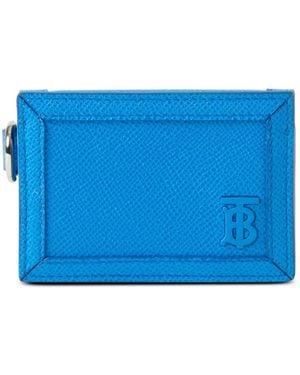 Burberry Grainy Leather Tb Card Case Lanyard - Blue