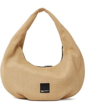 KARL LAGERFELD Large Logo-Patch Shoulder Bag - White