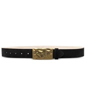 L'Agence Textured Hammered Belt - White