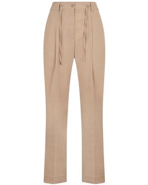 Moorer Pantaloni Antonia A Vita Alta Con Coulisse - Neutro