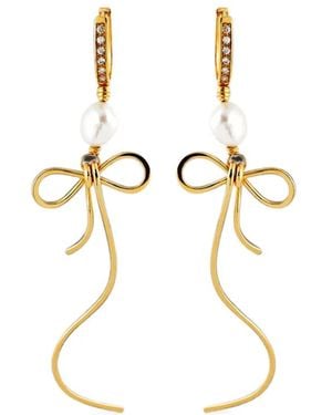 Marni Bow Pearl Earrings - Metallic