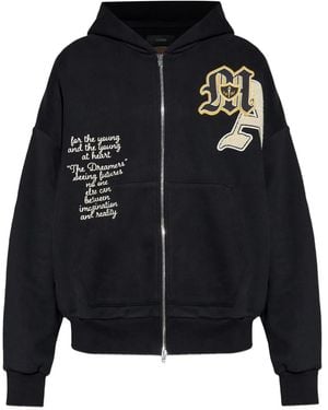 Amiri Logo-Appliqué Full-Zip Hoodie - Blue