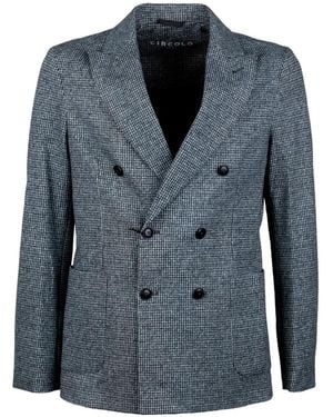 Circolo 1901 Double-Breasted Houndstooth Blazer - Blue