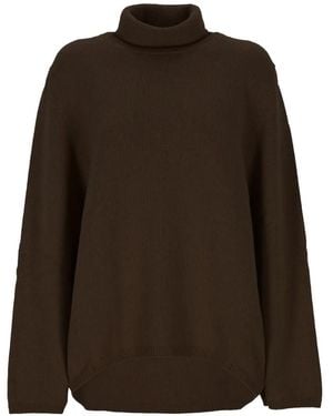 Lorena Antoniazzi Roll-Neck Asymmetric-Hem Knit - Brown