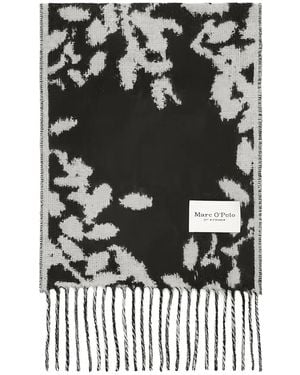 Marc O' Polo Sjaal Met Bloemenprint En Franje - Zwart