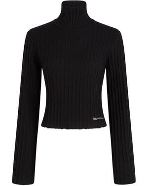 Karl Lagerfeld タートルネック リブセーター - ブラック