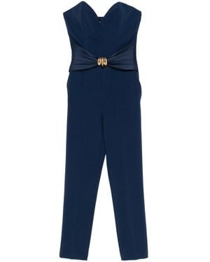 Elisabetta Franchi Mono largo de crepé con detalle de lazo - Azul