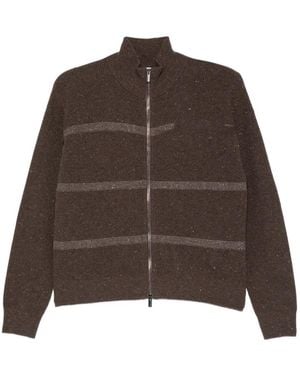 Peserico Striped Zip-Up Cardigan - Brown