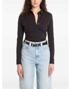 Tommy Hilfiger Logo-Patch Long-Sleeve Shirt - Black