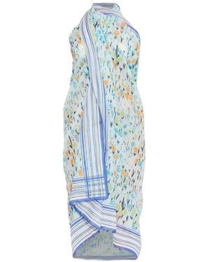 Lanvin Vestido De Playa A Rayas Con Motivo Floral - Azul