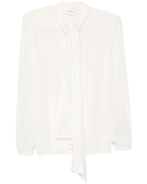 Marella Chemise En Soie À Col Noué - Blanc