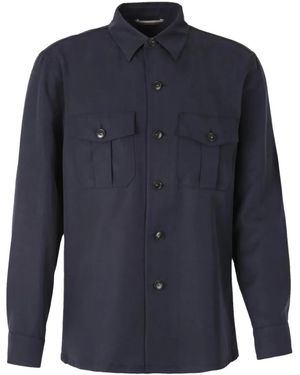 Canali Button-Up Overshirt - Blue