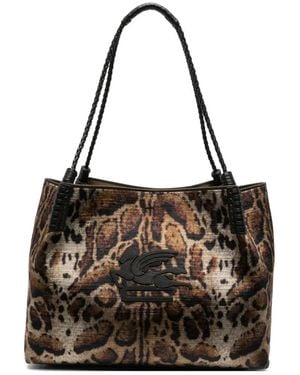 Etro Libra Tote Bag Mit Leopardenprint - Schwarz