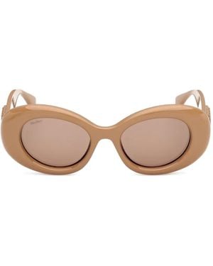 Max Mara Eyewear Logo-Plaque Oval-Frame Sunglasses - Pink