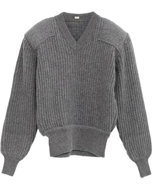 August Barron Ribbed V-neck sweater - Grau