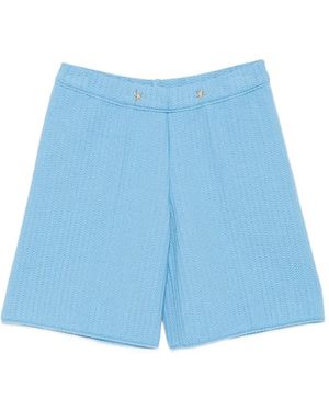 Neera Star-Motif Textured Shorts - Blue