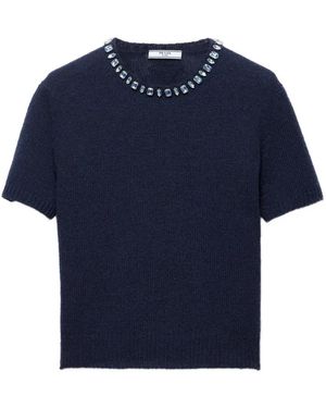 Prada Geripptes Oberteil Mit Verzierung - Blau