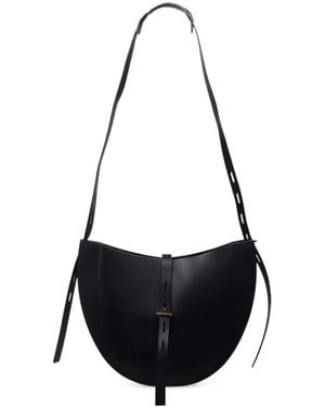 MINOBOSSI Curved Leather Shoulder Bag - Black