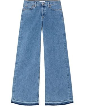 RE/DONE Mid-Rise Frayed-Hem Jeans - Blue