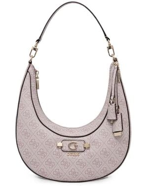 Guess Lindsey Monogram-Print Curved Shoulder Bag - Pink