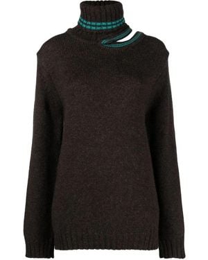 Y. Project Double-Neck Knitted Sweater - Black