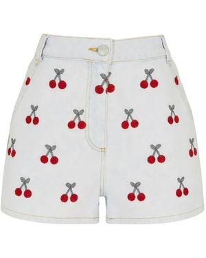 FARM Rio Cherry-Print Shorts - White