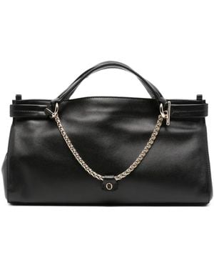 Orciani Chain-Link Leather Shoulder Bag - Black