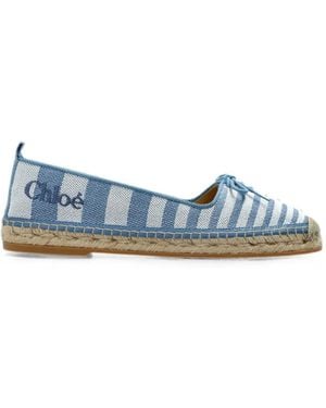 Chloé Striped Bow-Detail Espadrilles - Blue