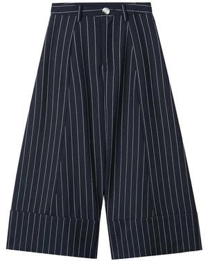 Enfold Pinstripe-Pattern Cuffed Pants - Blue