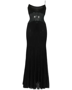 Galvan London Belladonna Mesh-Panel Maxi Dress - Black