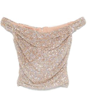 Costarellos Sequinned Off-Shoulder Top - White