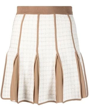 Elisabetta Franchi High-Waisted Pleated Skirt - Natural