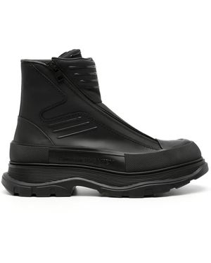 McQueen Gummiert Stoffmantel Slick Snack Stiefel - Schwarz