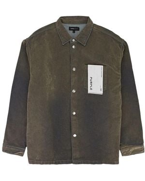 Purple Brand Stadium Long-Sleeve Denim Shirt Jacket - Grey