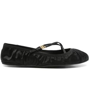 Dolce & Gabbana Logo-buckle Ballet Flats - Black