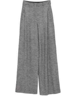 Emporio Armani Pleated Check-Pattern Pants - Gray