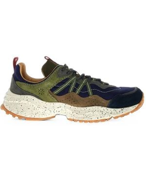 Flower Mountain Sanchia Uni Suede Panelled Trainers - Green