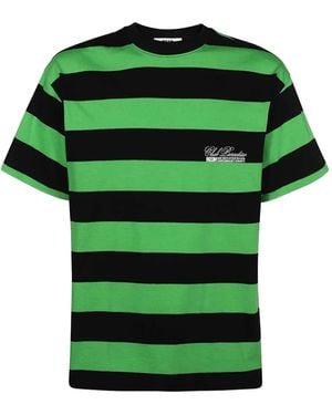 MSGM Striped-Pattern Cotton T-Shirt - Green