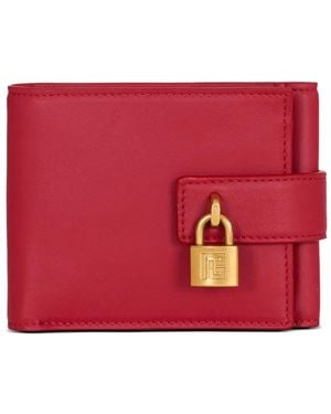 Balmain Glatte Pulse Lederbrieftasche - Rot