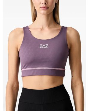 EA7 Logo-Print Reversible Sports Bra - Purple