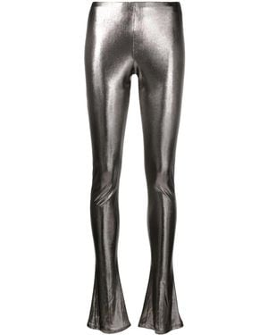 Blumarine Laminated-Finish High-Waisted Trousers - Grey