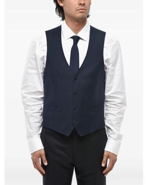 Corneliani Gilet Academy En Laine Vierge - Blue