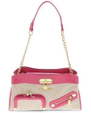 Moschino Crocodile-Effect Shoulder Bag - Pink