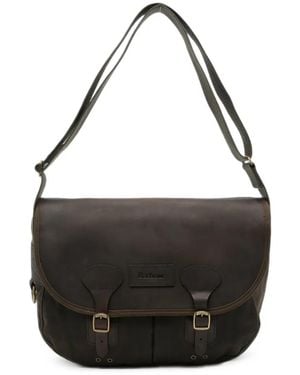 Barbour Buckle-Fastening Leather Messenger Bag - Black