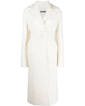 Jil Sander Abrigo Con Botones Y Cinturón - Blanco