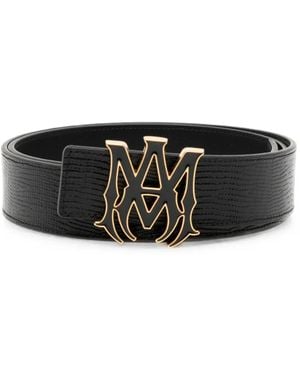 Amiri Cinturón Ma Con Efecto De Piel De Lagarto - Negro