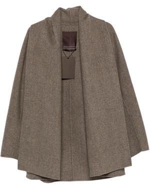 LIBERADD Herringbone-Pattern Shawl-Collar Jacket - Brown