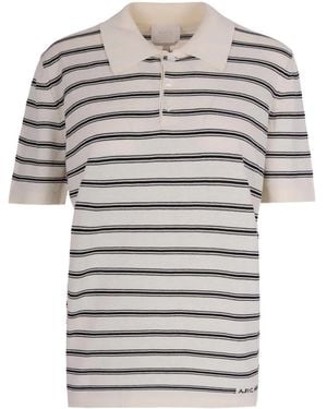 A.P.C. Striped Polo Shirt - Grey