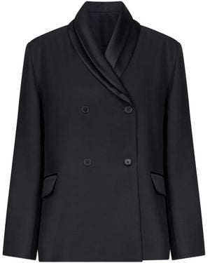 Loulou de Saison Jiha Double-Breasted Shawl Collar Jacket - Black