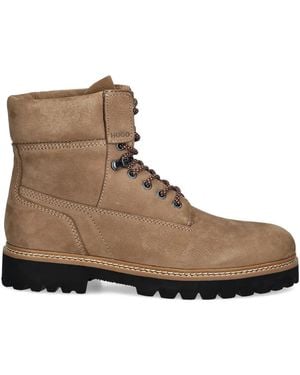 HUGO Lace-Up Lug-Sole Boots - Brown